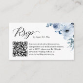 Dusty Blue Floral Wedding RSVP Online QR Code Informatiekaartje (Voorkant)