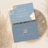 Dusty Blue Floral Wedding RSVP QR Code Kaartje
