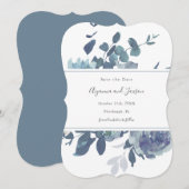 Dusty Blue Floral Wedding Save The Date (Voorkant / Achterkant)