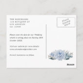 Dusty Blue Floral Wedding Save the Date Briefkaart (Achterkant)