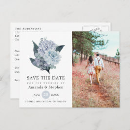 Dusty Blue Floral Wedding Save the Date Briefkaart
