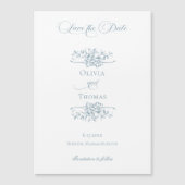 Dusty Blue Floral Wedding Save the Date Magnetische Uitnodiging (Voorkant)