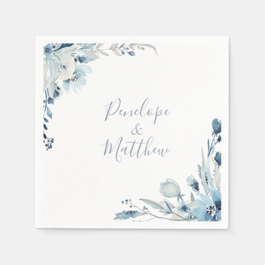 Dusty Blue Floral Wedding Servet (Voorkant)