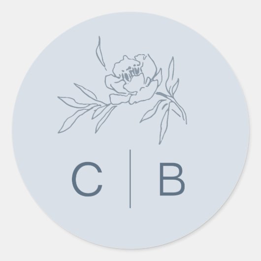 Dusty Blue Floral Wedding Sticker (Voorkant)