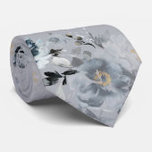 Dusty Blue Floral Wedding Stropdas (Opgerold)