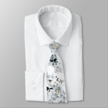 Dusty Blue Floral Wedding Stropdas