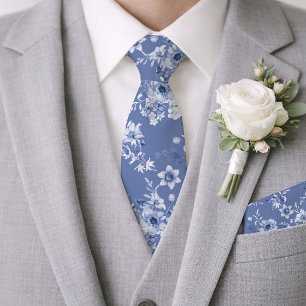 Dusty Blue Floral Wedding Stropdas