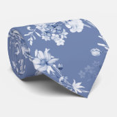 Dusty Blue Floral Wedding Stropdas (Opgerold)