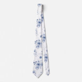 Dusty Blue Floral Wedding Stropdas (Voorkant)