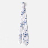 Dusty Blue Floral Wedding Stropdas (Achterkant)