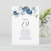 Dusty Blue Floral Wedding Table Number 19 Kaart (Staand voorkant)