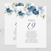 Dusty Blue Floral Wedding Table Number 19 Kaart (Voorkant / Achterkant)