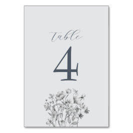 Dusty Blue Floral Wedding Table Number Kaart
