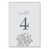 Dusty Blue Floral Wedding Table Number Kaart (Achterkant)