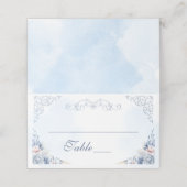 Dusty Blue Floral Wedding Table Number Plaatskaartje (Buitenkant ongevouwen)