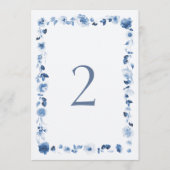 Dusty Blue Floral Wedding Table Numbers 1–29 Kaart (Voorkant)