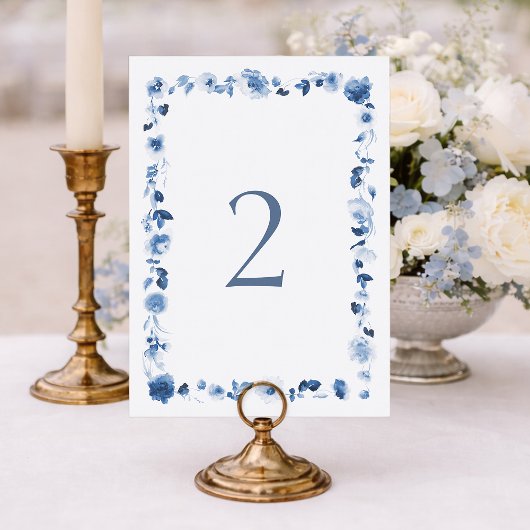Dusty Blue Floral Wedding Table Numbers 1–29 Kaart