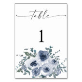 Dusty Blue Floral Wedding Table Numbers Kaart (Achterkant)