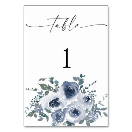 Dusty Blue Floral Wedding Table Numbers Kaart