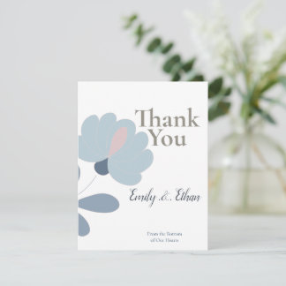 Dusty Blue Floral Wedding Thank You Bedankkaart