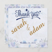 Dusty Blue Floral Wedding Thank You Card (Voorkant / Achterkant)