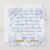 Dusty Blue Floral Wedding Thank You Card (Achterkant)