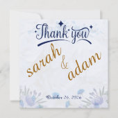 Dusty Blue Floral Wedding Thank You Card (Voorkant)