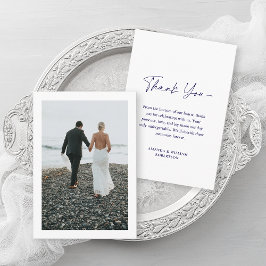 Dusty Blue Floral Wedding Thank You Card Aankondiging