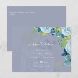Dusty Blue Floral Wedding Trending Budget Briefkaart