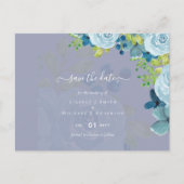 Dusty Blue Floral Wedding Trending Budget Briefkaart (Voorkant)
