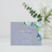 Dusty Blue Floral Wedding Trending Budget Briefkaart (Staand voorkant)
