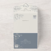 Dusty Blue Floral Wedding Uitnodigen All In One Uitnodiging (Buitenkant)