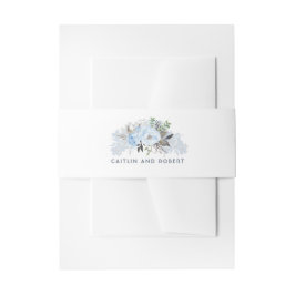 Dusty Blue Floral Wedding Uitnodigingen Wikkel