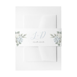 Dusty Blue Floral Wedding Uitnodigingen Wikkel
