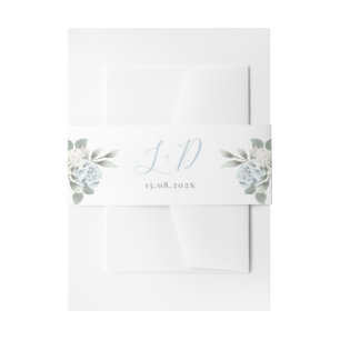 Dusty Blue Floral Wedding Uitnodigingen Wikkel