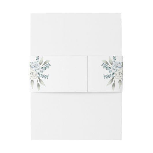 Dusty Blue Floral Wedding Uitnodigingen Wikkel (Achterkant Voorbeeld)