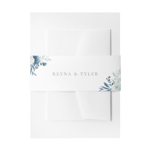 Dusty Blue Floral Wedding Uitnodigingen Wikkel