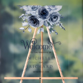 Dusty Blue Floral Wedding Welcome Acryl Bord (Neutraal)