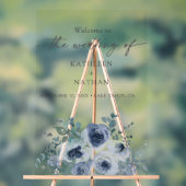 Dusty Blue Floral Wedding Welcome  Acryl Bord (Neutraal)