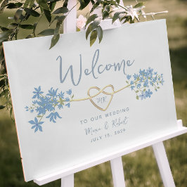 Dusty Blue Floral Wedding Welcome Poster