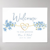 Dusty Blue Floral Wedding Welcome Poster (Voorkant)