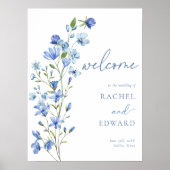 Dusty Blue Floral Wedding Welcome Poster (Voorkant)