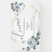Dusty Blue Floral Wedding Welcome Spandoek (Verticaal)