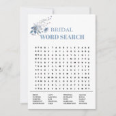 Dusty blue floral Wedding Word Zoeken Game Kaart (Voorkant)