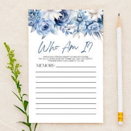 Dusty Blue Floral Wie ben ik Vrijgezellenfeest spe Briefpapier