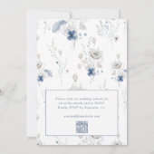 Dusty Blue Floral Wildflower QR Code RSVP Wedding Kaart (Achterkant)