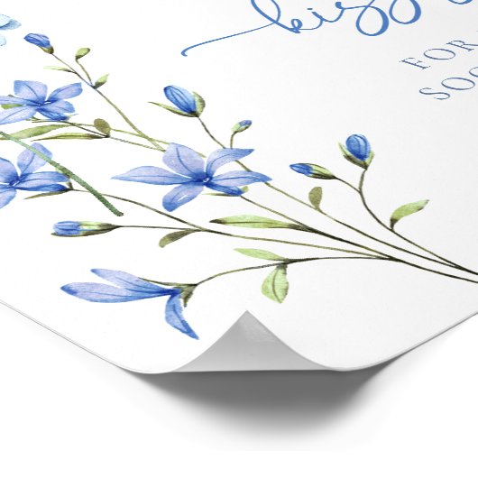 Dusty Blue Floral Wildflower raad eens hoeveel kus Poster (Hoek)