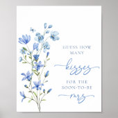 Dusty Blue Floral Wildflower raad eens hoeveel kus Poster (Voorkant)