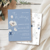 Dusty Blue Floral Wildflower Wedding Kaart
