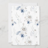 Dusty Blue Floral Wildflower Wedding Kaart (Achterkant)